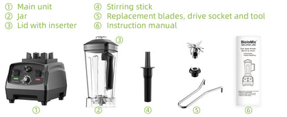 BioloMix 3HP Professional Blender BL-1800 | 2200W | 2L Jug | EU 220V
