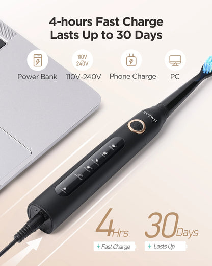 Fairywill FW-507 Electric Sonic Toothbrush – USB Rechargeable, Waterproof, Replacement Heads
