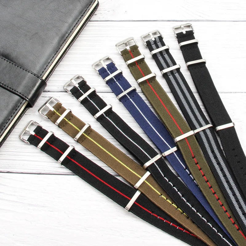 Elastic NATO Nylon Watch Strap 18/20/22mm | Breathable Woven Watchband