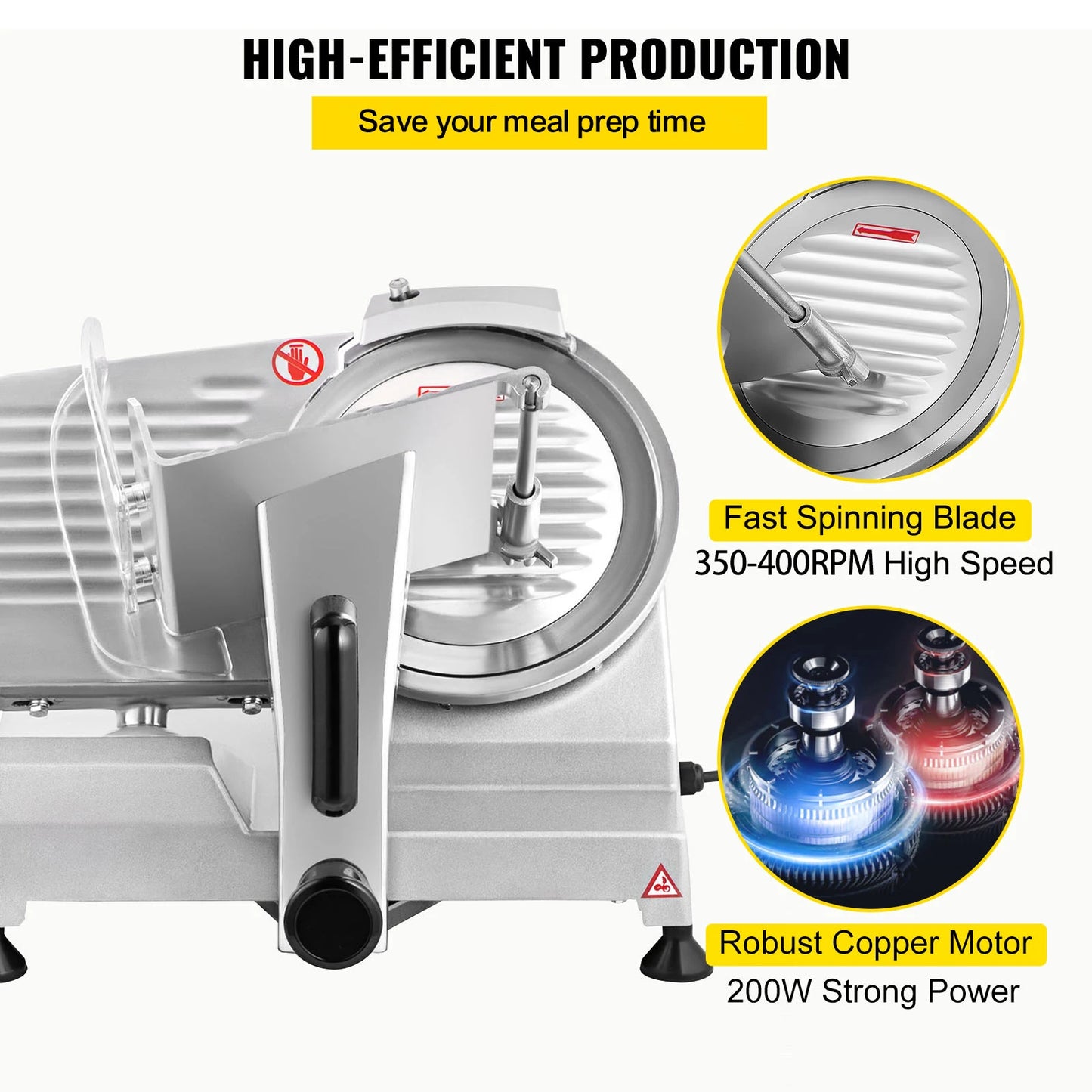 SucceBuy Electric Meat Slicer – 8"/10" Carbon Steel Blade, Adjustable Thickness