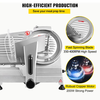 SucceBuy Electric Meat Slicer – 8"/10" Carbon Steel Blade, Adjustable Thickness