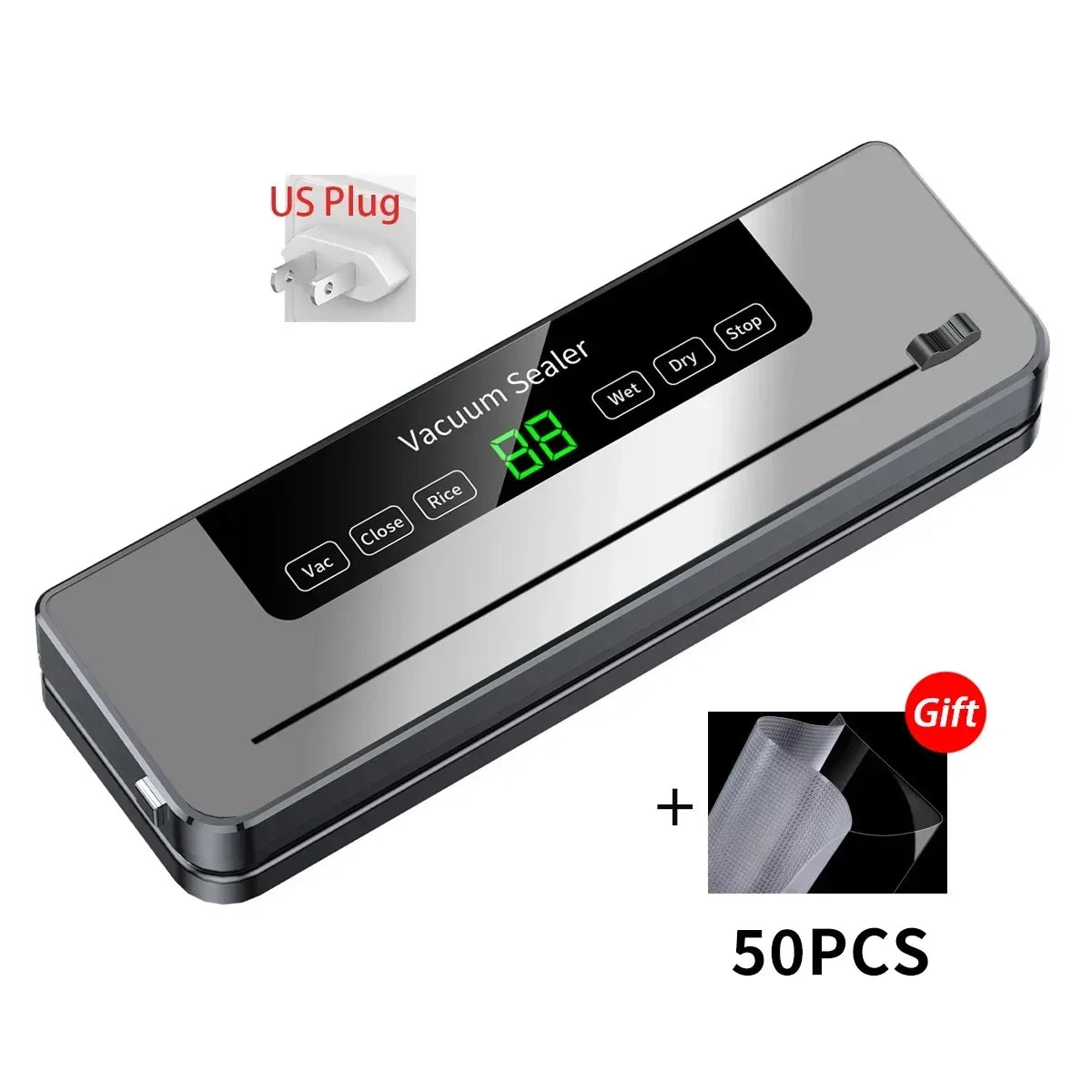 Food Vacuum Sealer Machine | Dry & Wet | UV Sterilization | Built-in Cutter | Kitchen Food Storage