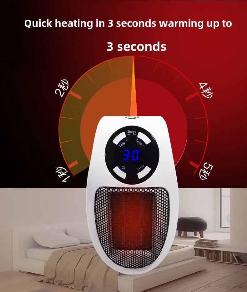Eco Plug-In Electric Wall Heater — Energy Efficient, Low Noise, Portable Indoor Space Heater