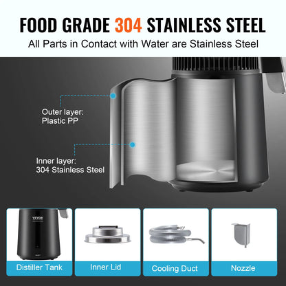 SucceBuy Water Distiller 4L | 750W Countertop Pure Water Purifier