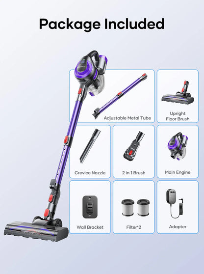 Laresar V10 Lite Cordless Vacuum Cleaner 38000Pa – 45 Min Runtime, EU Plug, for Carpets & Pet Hair