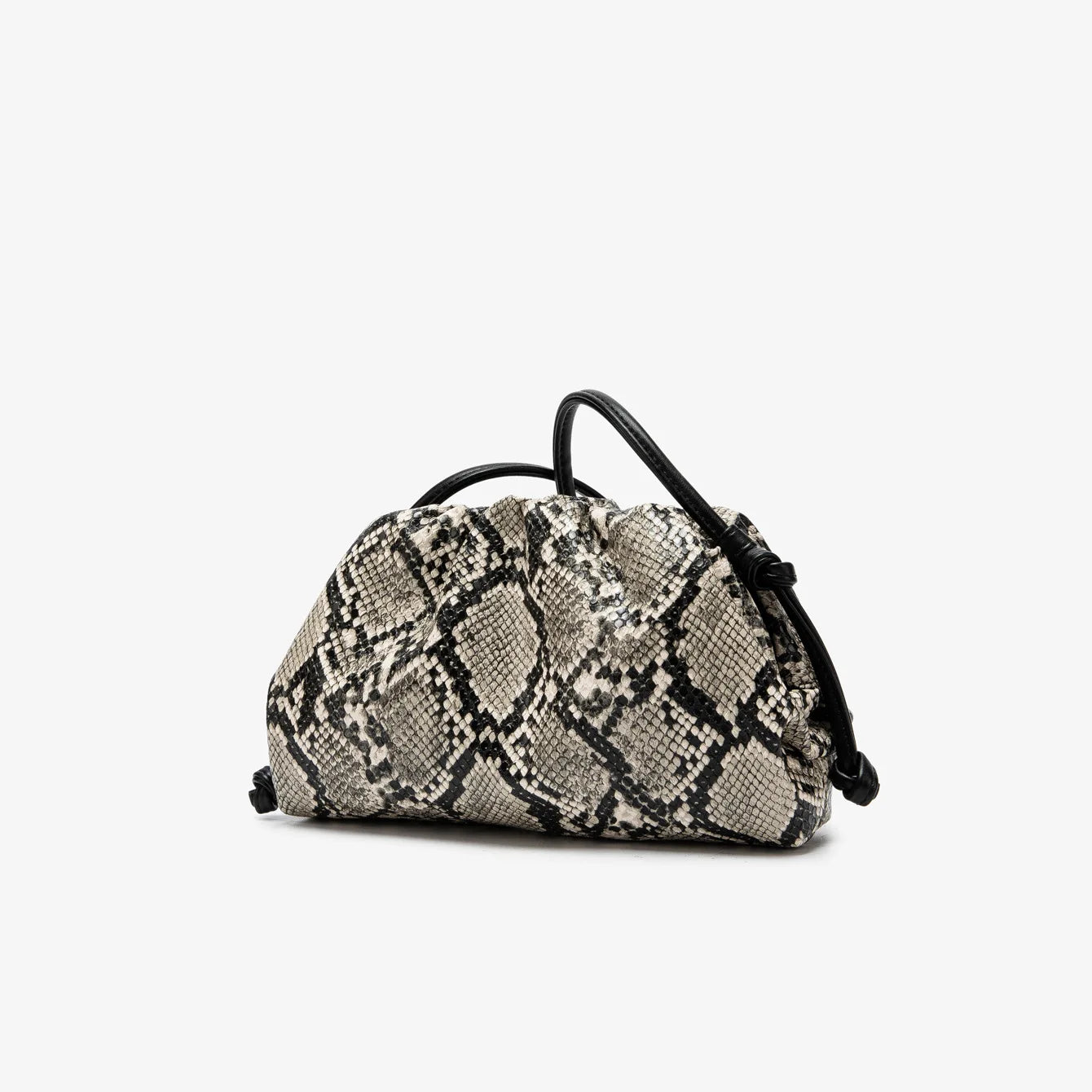 Ruched Snake Pattern Dumpling Shoulder Bag