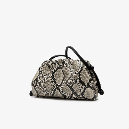 Ruched Snake Pattern Dumpling Shoulder Bag