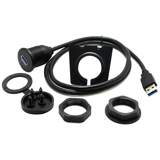 USB Panel Flush Mount Extension Cable with LED – USB 2.0/3.0, 1m/2m, for Car, Boat & Dashboard