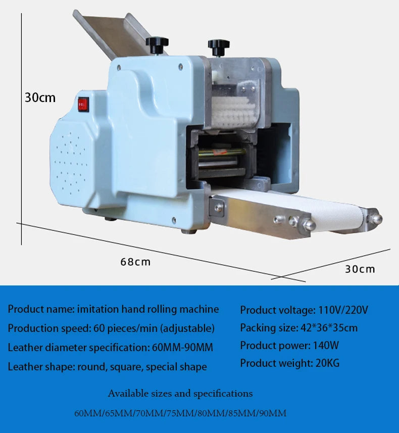 Electric Dumpling Wrapper Machine – 110V/220V, Round & Square Wonton Skin Maker, Commercial