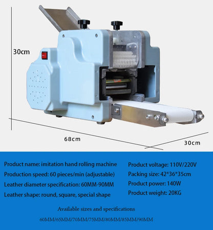 Electric Dumpling Wrapper Machine – 110V/220V, Round & Square Wonton Skin Maker, Commercial
