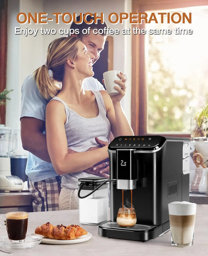 20 Bar Fully Automatic Espresso Machine – Built-in Grinder, Milk Frother, 6 Recipes, 1.5L Tank