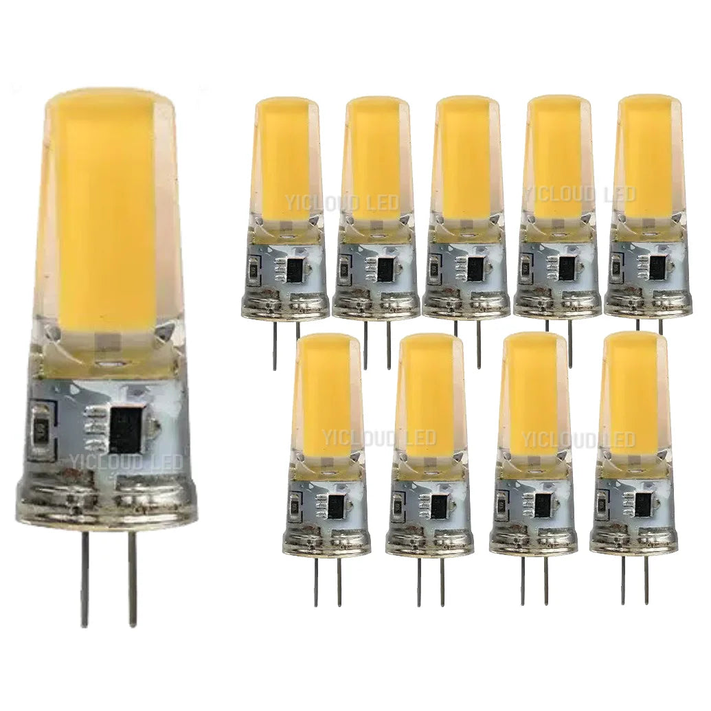 10pcs G4 / G9 / E14 LED COB Bulbs – Dimmable 6W 9W, 12V/220V, Halogen Replacement