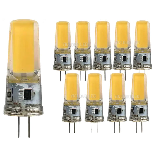 10pcs G4 / G9 / E14 LED COB Bulbs – Dimmable 6W 9W, 12V/220V, Halogen Replacement