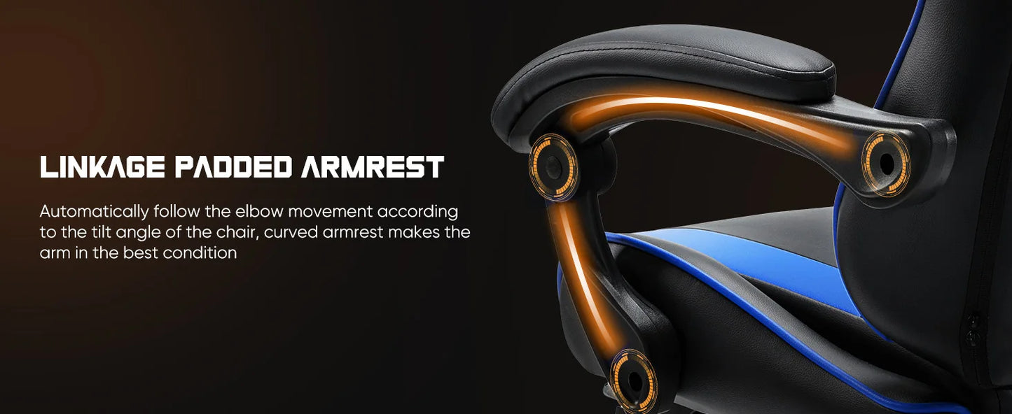 JHK Ergonomic Racing Gaming Chair – PU Leather with Headrest & Lumbar Support