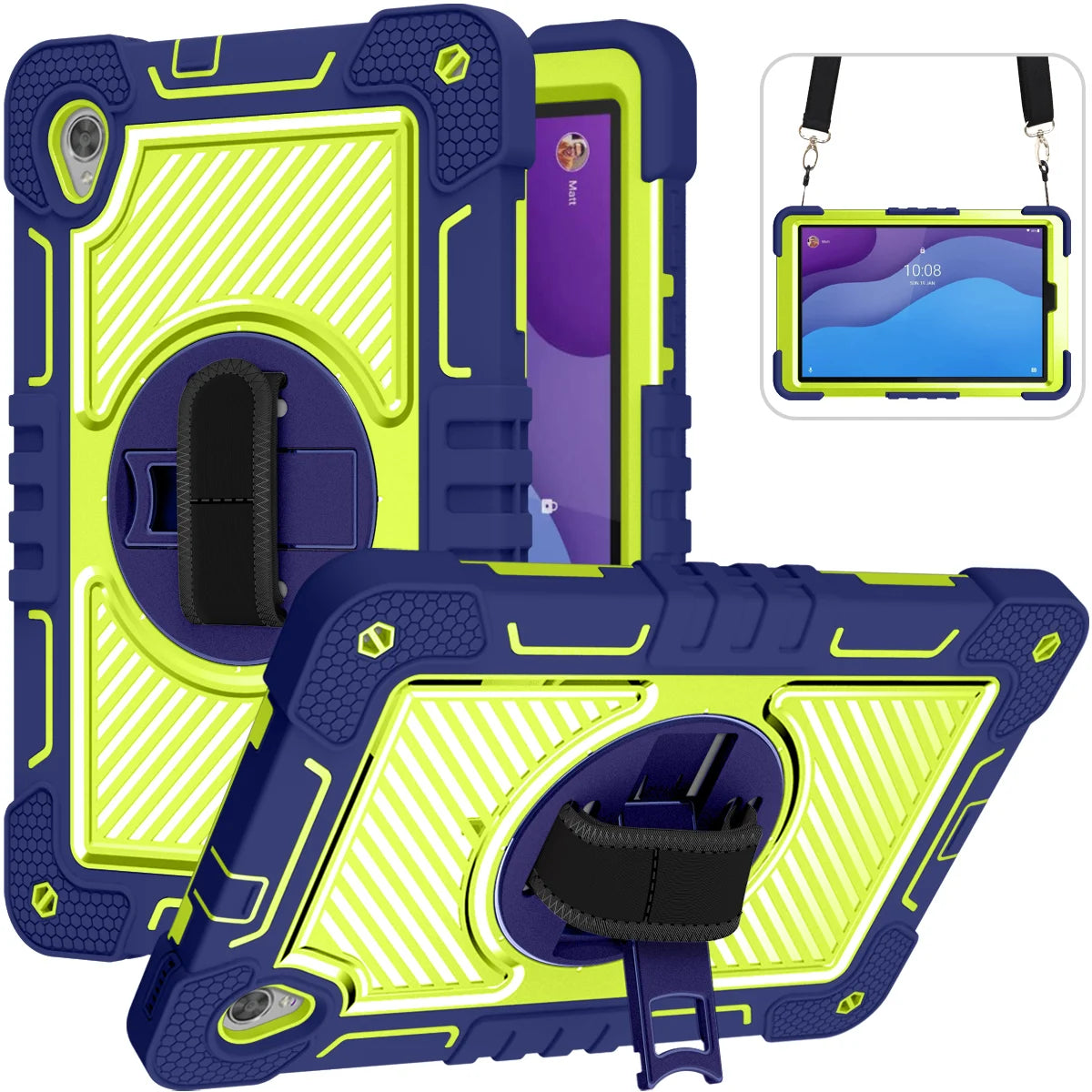 360 Rotating Kids Case for Lenovo Tab M10 HD Gen2 TB-X306 – Shockproof, Kickstand, Shoulder Strap
