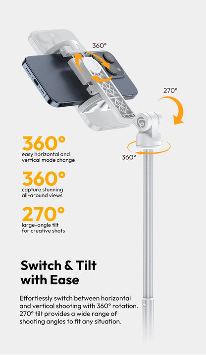 Ulanzi TT88 1.44M Overhead Selfie Stick Tripod – Magnetic Clamp, Wireless Remote, for Vlog & Live