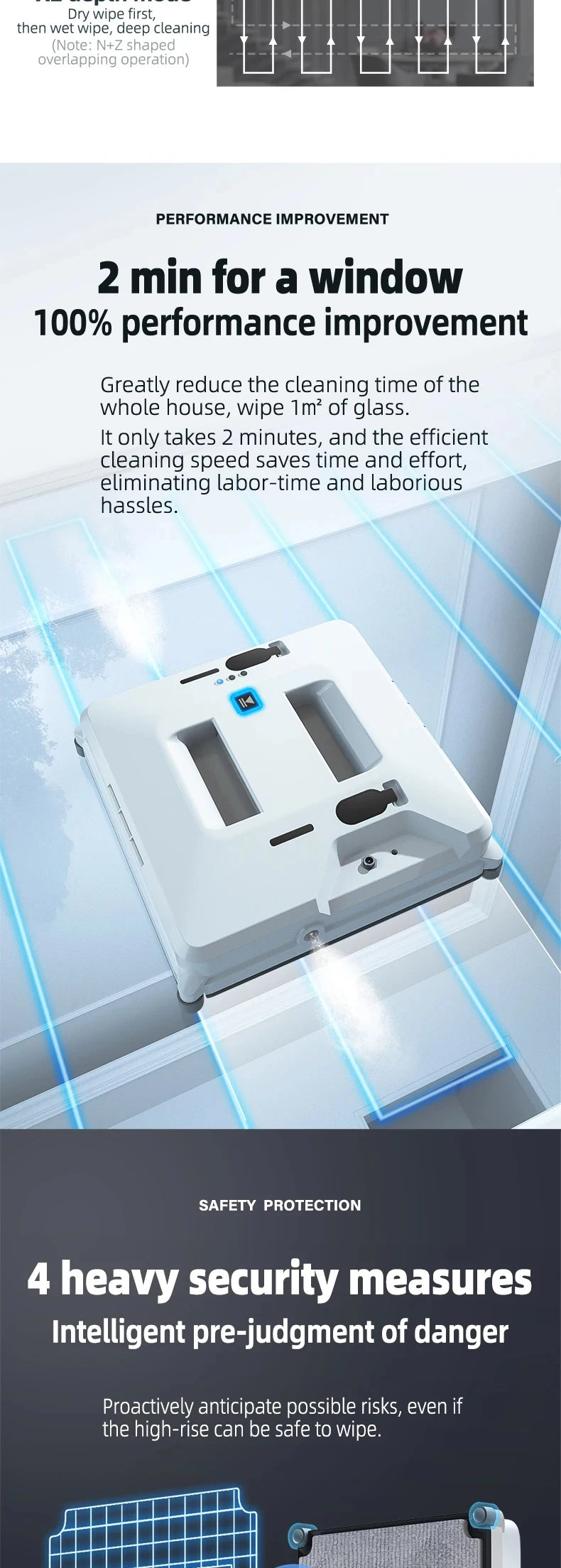 Window Washer Robot W140 – Dual Water Spray, Remote Control, Anti-Fall, EU/UK/US Plug