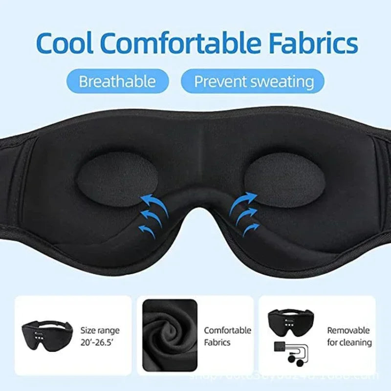 3D Eye Mask Bluetooth 5.0 Sleep Headphones – Built-in HD Speaker for Travel & Sleep