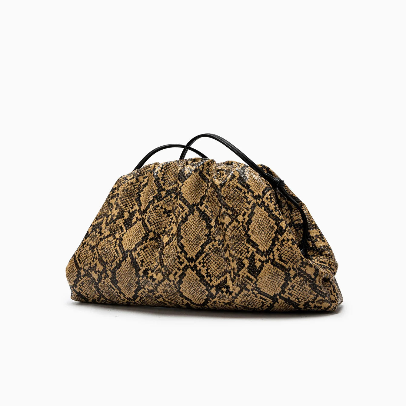 Ruched Snake Pattern Dumpling Shoulder Bag