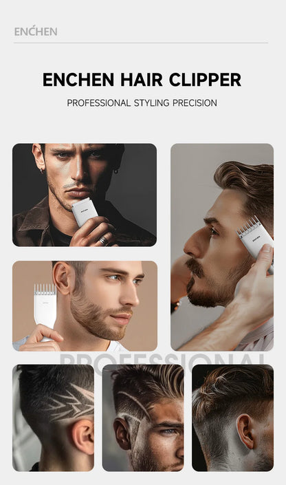 ENCHEN Boost-W Cordless Hair Clipper – USB Rechargeable, Adjustable Comb
