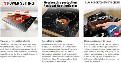 Karinear 4-Burner Electric Cooktop 24" – 6000W Built-in Induction Hob