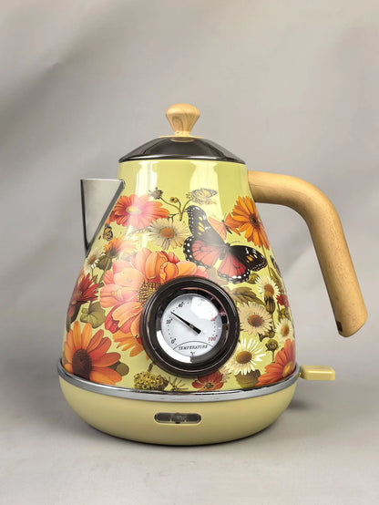 Dobleuno Retro Electric Kettle 1.7L – Thermometer, Auto Shut-Off, 304 Steel