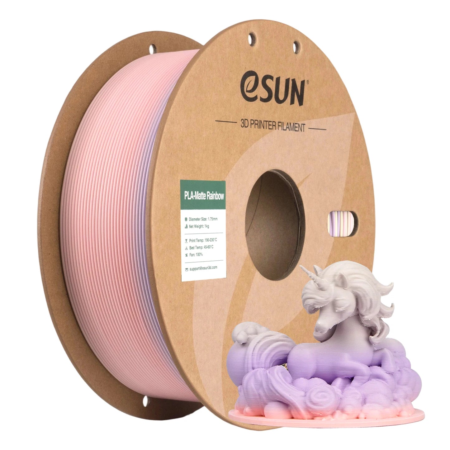 eSUN Rainbow Matte PLA Filament 1.75mm 1KG – For Bambu Lab & FDM Printers