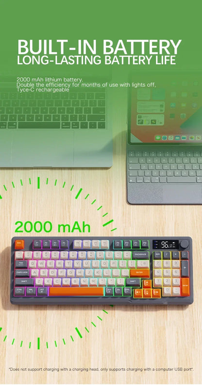 Free Wolf M96 Wireless Bluetooth Keyboard – 94 Key, Multimedia Knob, RGB, Battery Display