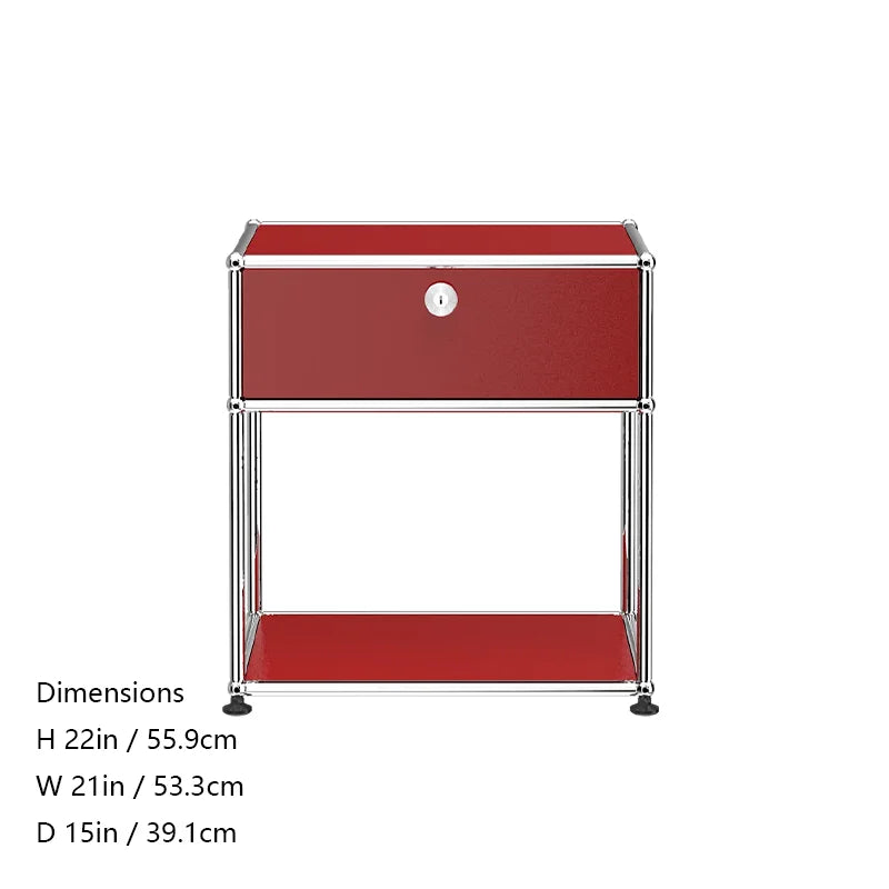 Stainless steel metal nightstand with storage cabinets for living room or bedroom, modern bedroom furniture by R.E.D. Shopping