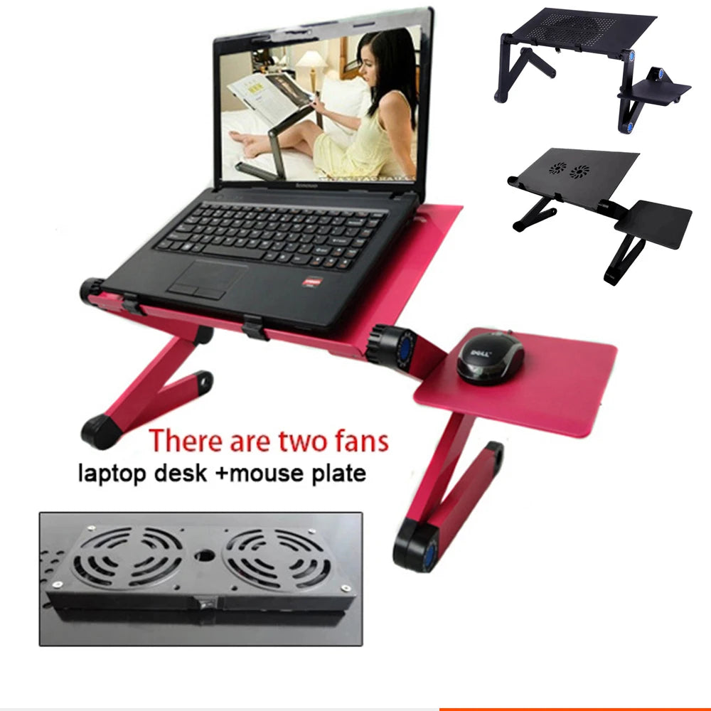 Adjustable Laptop Desk Stand with Cooling Fan – Ergonomic Lapdesk for Bed & Sofa