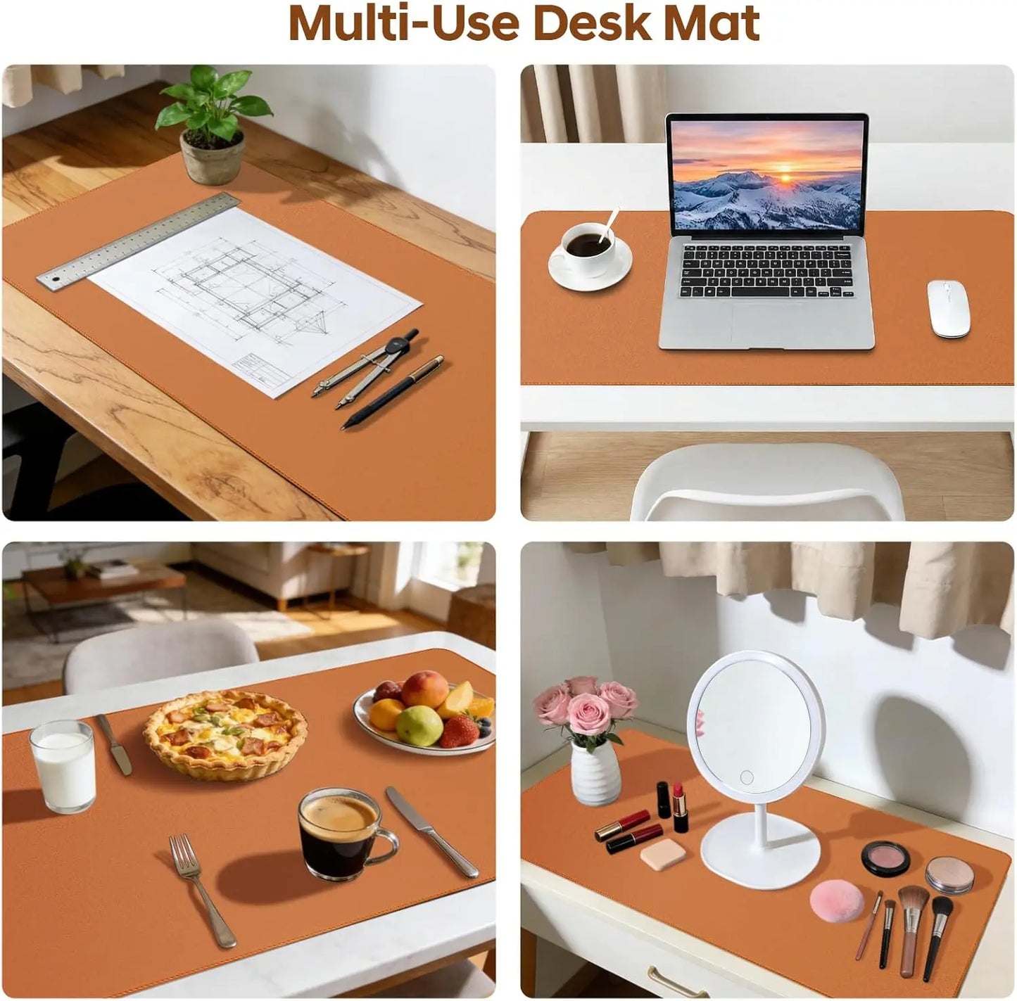Large PU Leather Desk Pad – Non-Slip Office Desk Mat, Mouse Pad for Office & School, Multiple Sizes