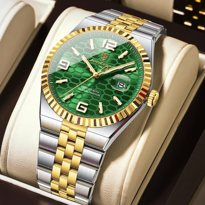 POEDAGAR Men's Luxury Watch – Stainless Steel, Waterproof, Luminous, Date Display, With Box