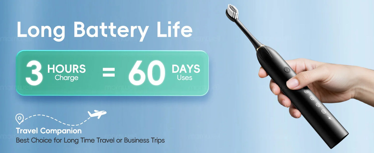 Mornwell D52 Portable Water Flosser + X3 Electric Toothbrush Combo – 4 Modes, 300ml Tank, Rechargeable, Travel-Ready