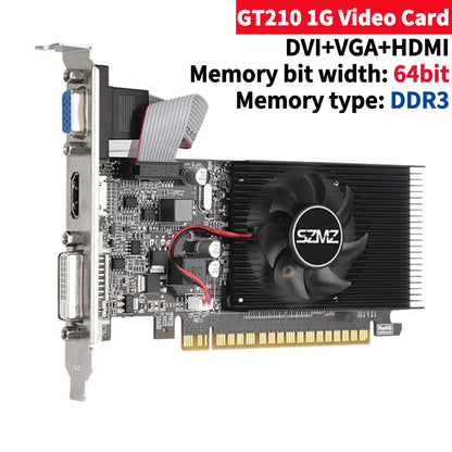 GT210 1GB Graphics Card | DVI VGA HDMI | Low Profile | PCIe 2.0 | Office & Gaming