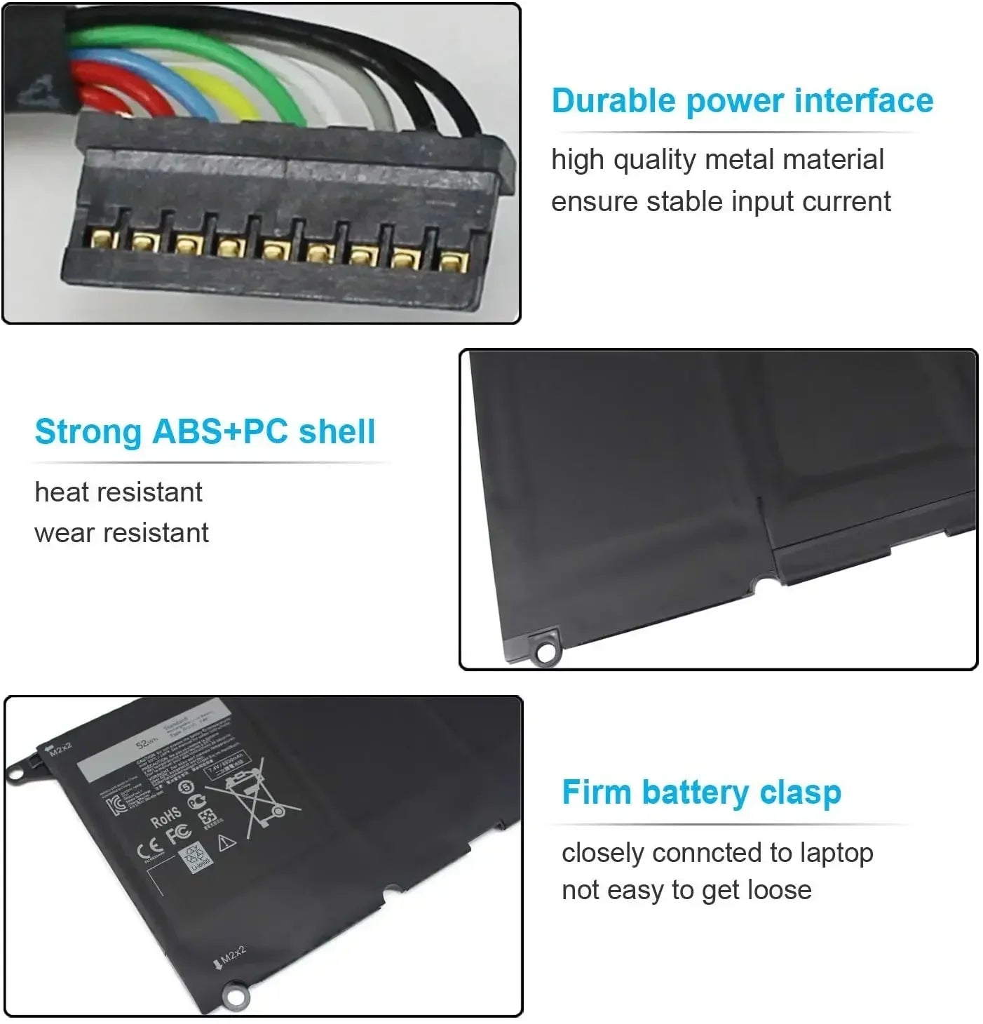 Dell XPS 13 Replacement Battery 90V7W JD25G – 7.4V 52Wh 7000mAh | XPS 9343 9350