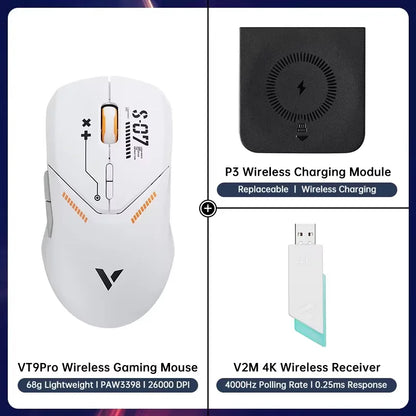 Rapoo VT9PRO Wireless Gaming Mouse – PAW3398, 68g, 26000DPI, Type-C, Programmable, Ergonomic
