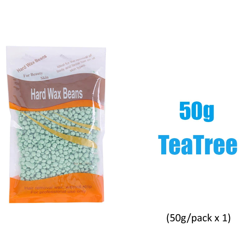 R.E.D. Shopping hard wax beans for hair removal, professional waxing, 500g, 200g, or 50g, in a container with wax beans ready for use