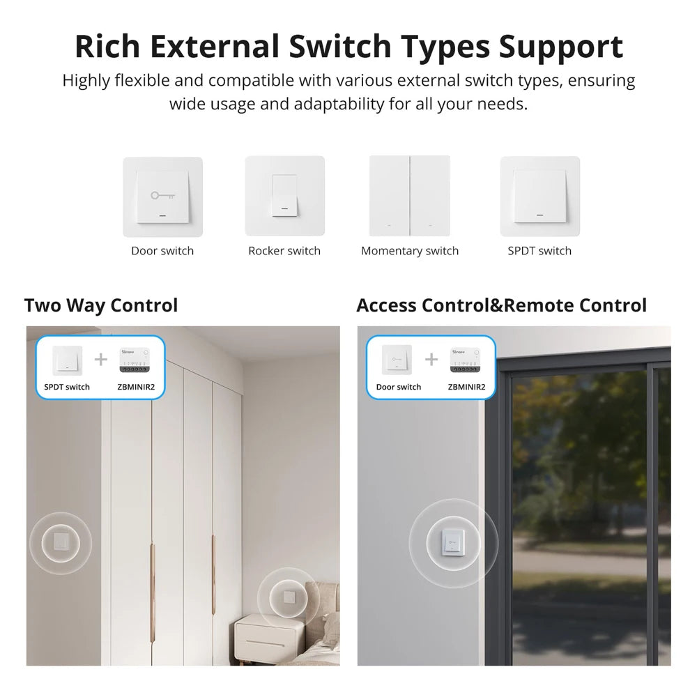 SONOFF ZBMINIR2 Extreme Zigbee Smart Switch – Detach Relay, eWeLink, ZBBridge-U, 2400W