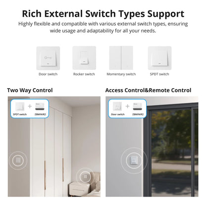 SONOFF ZBMINIR2 Extreme Zigbee Smart Switch – Detach Relay, eWeLink, ZBBridge-U, 2400W