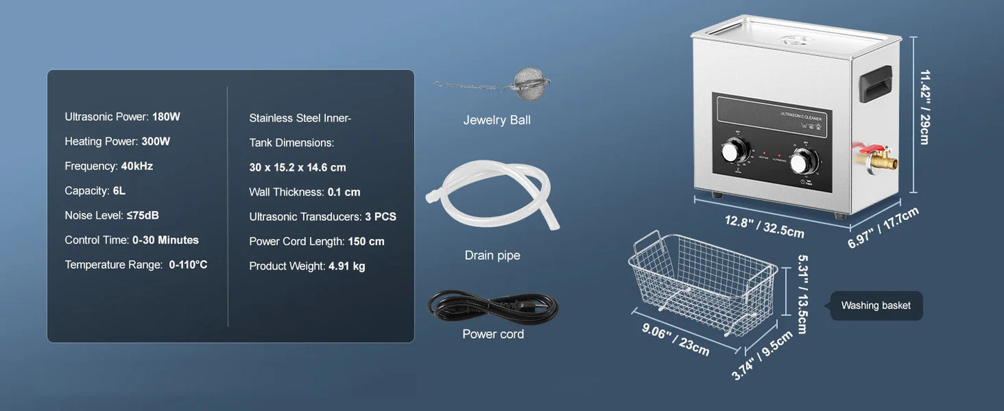 SucceBuy Ultrasonic Cleaner 2L–30L | Heater & Timer | Lab, Auto Parts, Jewelry
