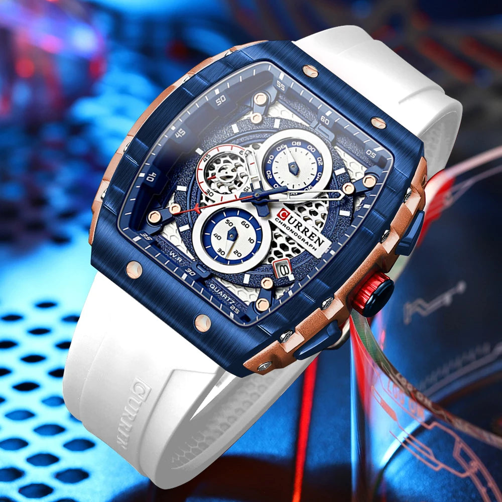 CURREN Men's Fashion Watch – Unique Square Design, Luxury Quartz Sport, Waterproof