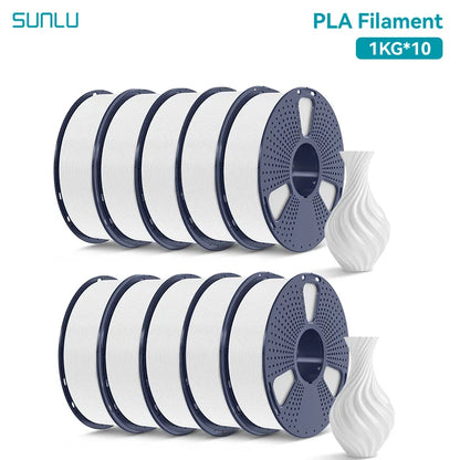 SUNLU 3D Printer Filament – 10 Rolls 1.75mm PLA / PETG / PLA+, 1KG Each, EU & US Warehouse