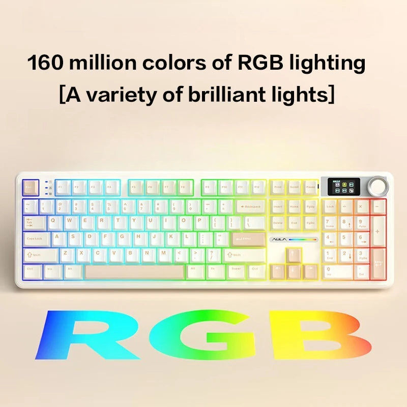 AULA F108Pro Wireless Mechanical Keyboard – UK Layout, Bluetooth Tri-Mode, Gasket, Hot-Swap, RGB, 104 Keys