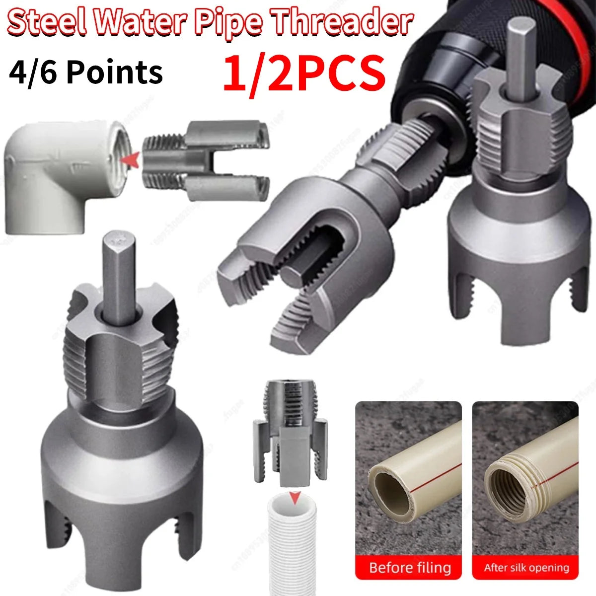 Steel Water Pipe Threader Kit – Internal & External Threading Tool for PPR Pipes