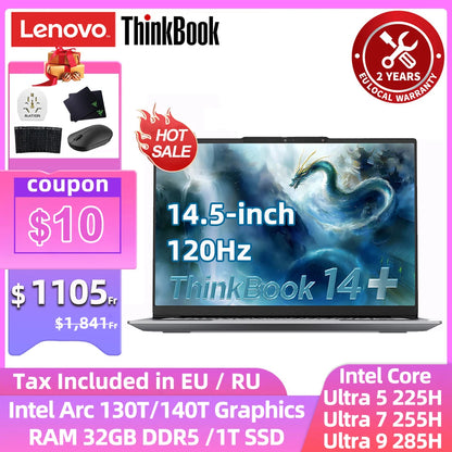 Lenovo ThinkBook 14+ 2025 Laptop | Intel Ultra 5/7/9 | Intel Arc 130T/140T | 32GB DDR5 | 1TB SSD | 14.5" 120Hz