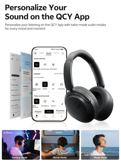 QCY H3S ANC Over-Ear Headphones – -56dB, LDAC, Dual Driver, Bluetooth 6.0, 102Hrs
