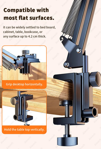 AIEACH 360° Rotating Bed Tablet Stand – 90cm Metal Arm, Fits 4.7–12.9" Phones & Tablets