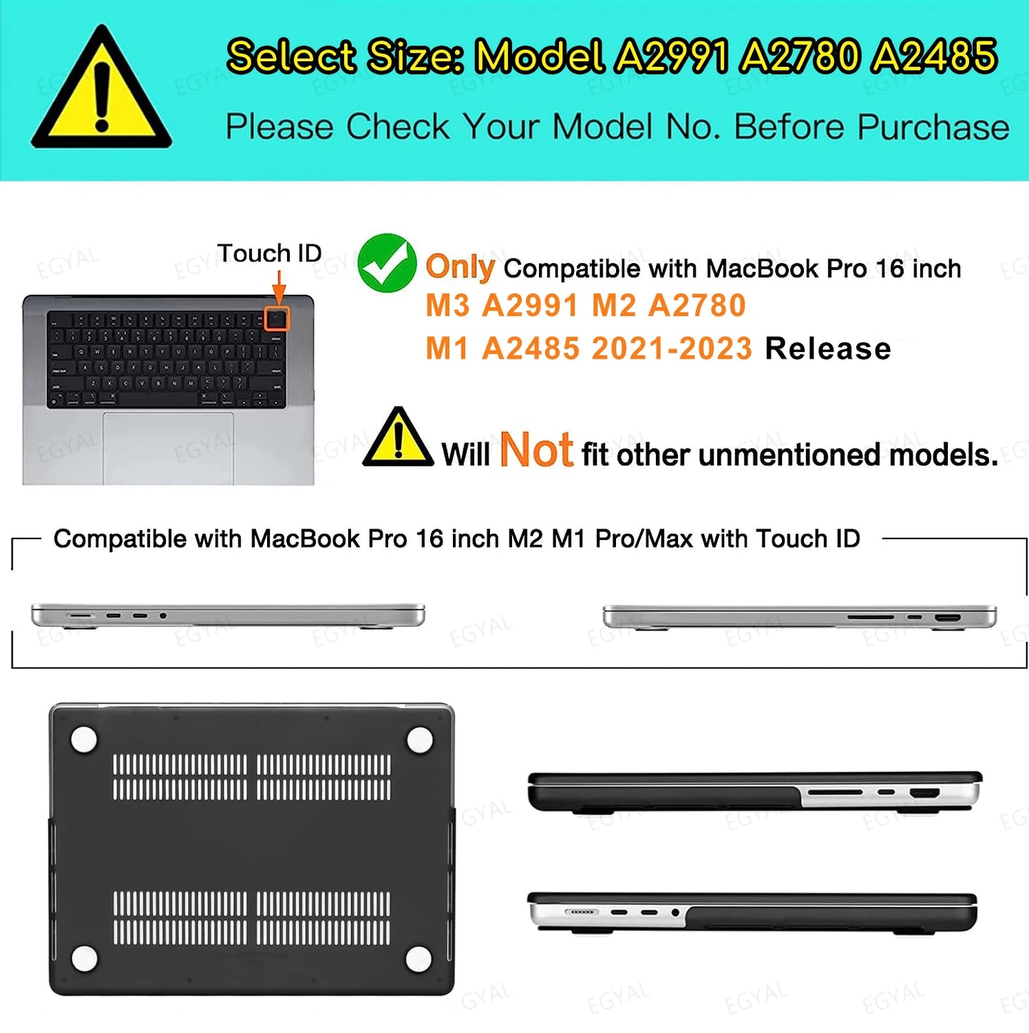 MacBook Laptop Case 2025 M4 – Air 13/15, Pro 13/14, M1-M5
