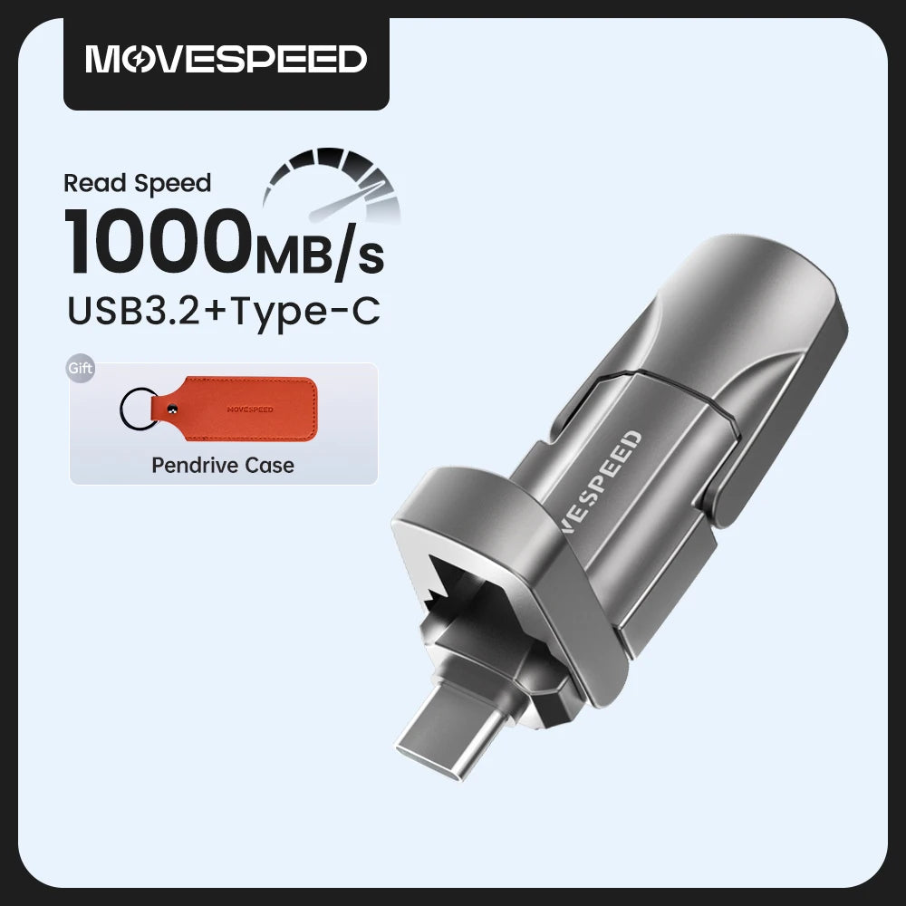 MOVESPEED 1000MB/s USB 3.2 Gen2 Flash Drive – Type-C Solid State Pen Drive 128GB–2TB