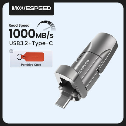 MOVESPEED 1000MB/s USB 3.2 Gen2 Flash Drive – Type-C Solid State Pen Drive 128GB–2TB
